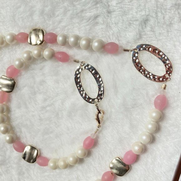 Pearls Necklace + Bracelet, Silver 925 Pink CUTE!! - Picture 4 of 7